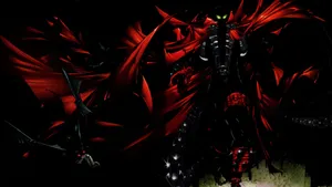 A Red And Black Anime Character With A Sword Wallpaper