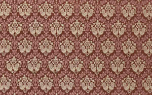 A Red And White Fabric With A Floral Pattern Wallpaper