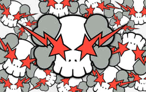 A Red And White Skull With Stars On It Wallpaper