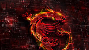 A Red Dragon Logo On A Black Background Wallpaper