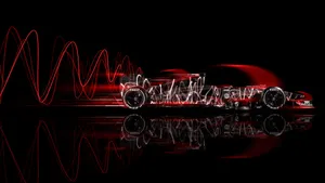 A Red Racing Car With Waves On It Wallpaper