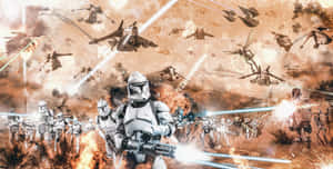 A Regiment Of Clone Troopers Clad In White Armor, Marching To Fulfill Their Duty In The Galactic Republic Wallpaper