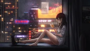 A Relaxing Anime Night Wallpaper