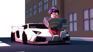 A Rich Kid Rides In Style In Roblox Wallpaper