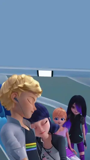 A Romantic Moment Between Marinette And Adrien. Wallpaper