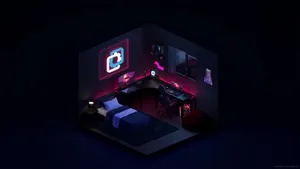 A Room With A Bed And A Lamp Wallpaper