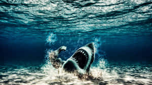 A Scary Shark Lurking Just Under The Surface Wallpaper