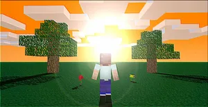 A Serene Minecraft Sunset Wallpaper