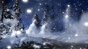 A Serene Winter Scene Of Snowfall. Wallpaper
