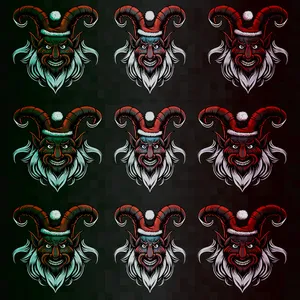 A Set Of Devil Heads With Horns On A Black Background Wallpaper
