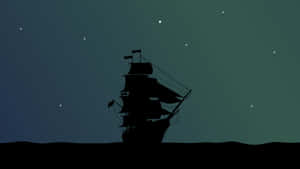 A Ship Silhouetted In The Night Sky Wallpaper