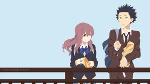A Silent Voice Baguette Couple Art Wallpaper