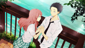 A Silent Voice Couple Holding Hands Wallpaper