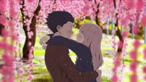 A Silent Voice Couple Pink Sakura Wallpaper