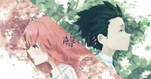 A Silent Voice Pink Green Poster Wallpaper