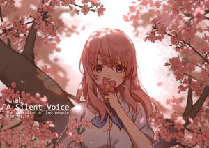 A Silent Voice Shouko Pink Flowers Wallpaper