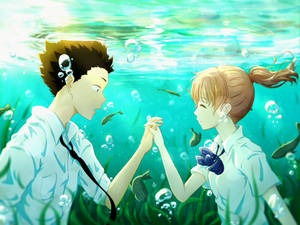 A Silent Voice Shoya Shouko Underwater Wallpaper