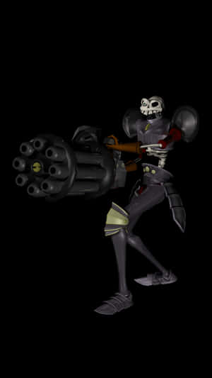 A Skeleton Holding A Gun Wallpaper