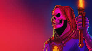 A Skeleton Holding A Torch Wallpaper
