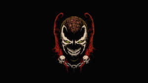 A Skull With Red Eyes And A Chain Around His Neck Wallpaper