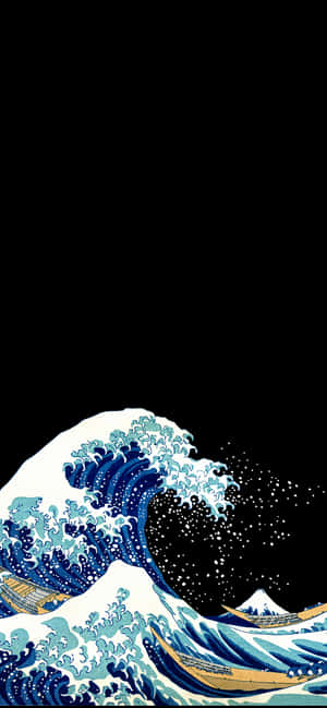 A Sleek Dark Japanese Iphone Against A Black Background Wallpaper