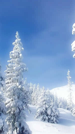 A Snow Covered Mountain With Blue Sky Wallpaper