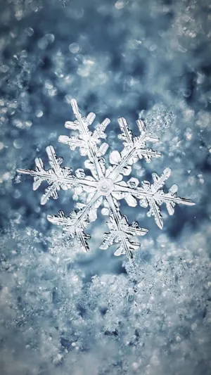 A Snowflake Is Sitting On Top Of A Blue Surface Wallpaper
