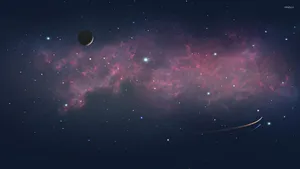 A Space Scene With A Planet And Stars Wallpaper