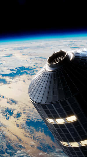 A Space Station Is Flying Over The Earth Wallpaper