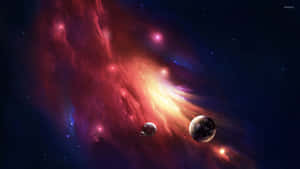 A Space With Planets And Stars In The Background Wallpaper