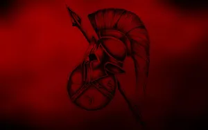 A Spartan Helmet On A Red Background Wallpaper