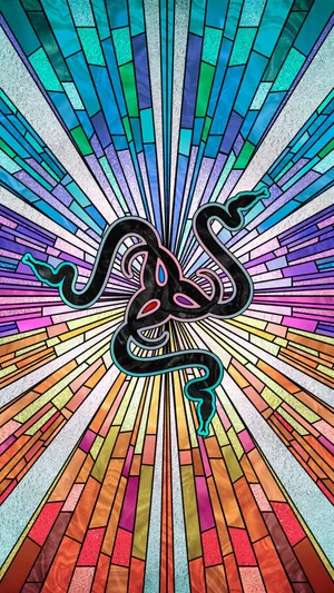 A Stained Glass Design With A Snake In The Middle Wallpaper