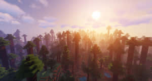 A Stunning Minecraft Sunset Wallpaper