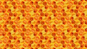 A Stunning, Super-high Resolution Picture Of A Vibrant Blue Hexagon Surrounded By Pink, Orange And Yellow Rings. Wallpaper