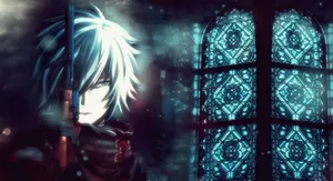 A Stylized Black Anime Boy Wallpaper