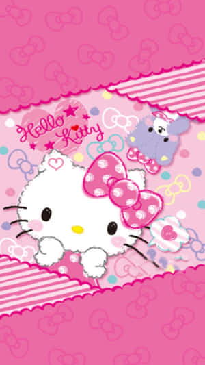 A Sweet Moment With Hello Kitty And Blue Bear Wallpaper