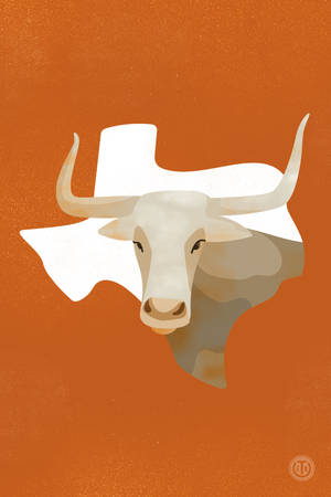 A Texas Longhorn On An Orange Background Wallpaper