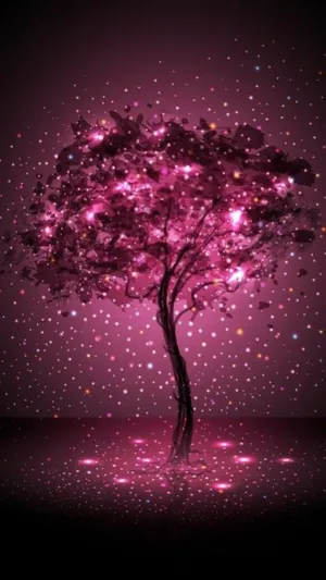 A Tree With Stars On It In The Dark Wallpaper
