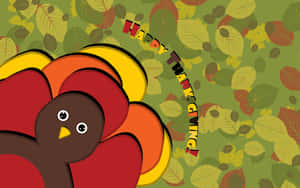 A Turkey With Leaves On A Background Wallpaper