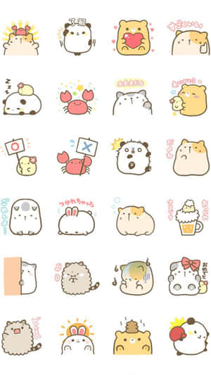 A Variety Of Cute Kawaii Stickers With Different Faces Wallpaper