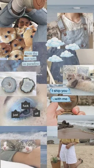 A Vibrant Abstract Collage In Shades Of Blue Wallpaper