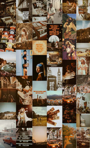 A Vibrant Collage Of Vintage Color And Art Wallpaper