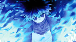 A Vibrant, Futuristic Anime Scene With A Strong Blue Hue Wallpaper