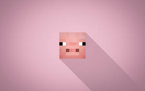 A Vibrant Scene From Minecraft Gaming With Adorable Pink Pig Avatar. Wallpaper