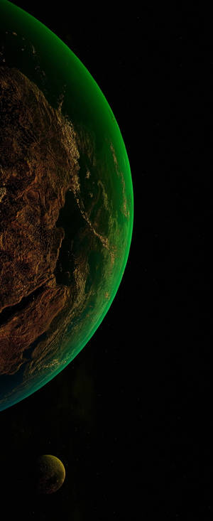 A View Of An Isolated Planet, Illuminated By A Light Reflecting Off Of An Iphone Xs Wallpaper