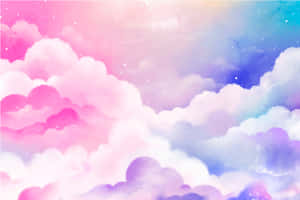 A Watercolor Painting Of Clouds In Pink, Blue And Purple Wallpaper