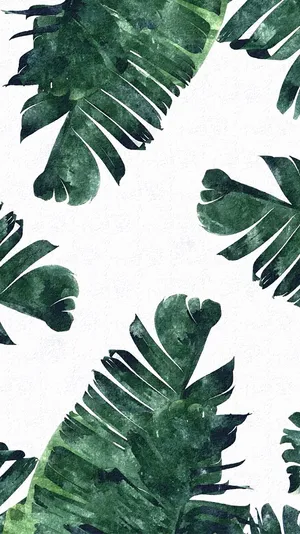A Watercolor Pattern Of Green Palm Leaves Wallpaper