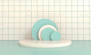 A White And Blue Shaped Display On A White Background Wallpaper