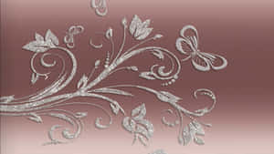 A White And Silver Flower Pattern On A Pink Background Wallpaper