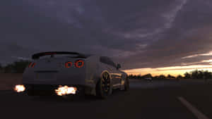 A White Car With Smoke Coming Out Of It Wallpaper